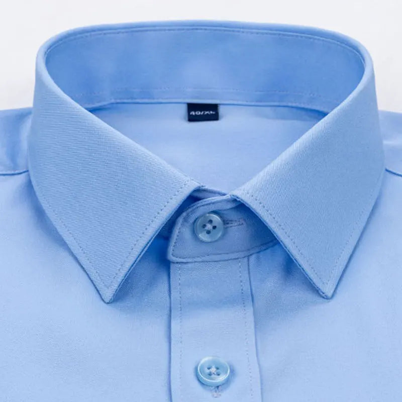 "Men's Slim Fit Dress Shirt – Stretch, Anti-Wrinkle, Long Sleeve, No Pocket"