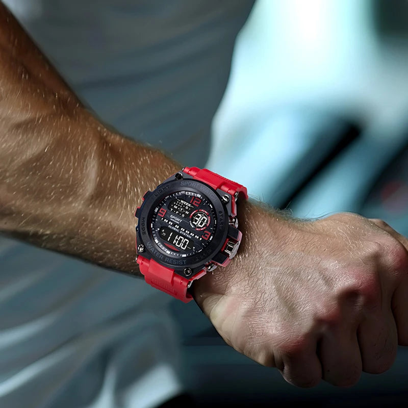 "Men's Luxury Digital Sports Watch – Waterproof, Stopwatch, Calendar"