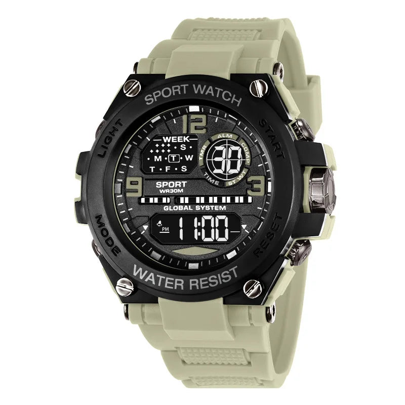 "Men's Luxury Digital Sports Watch – Waterproof, Stopwatch, Calendar"