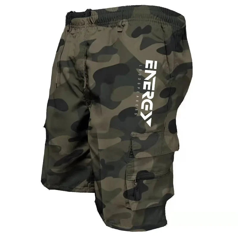 "g"Men's Outdoor Cargo Shorts – Elastic Waist, Quick Dry, Multi-Pocket, Cyclin
