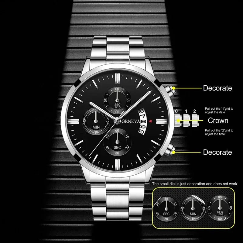"Men's Luxury Quartz Watch – Business Style with Calendar"