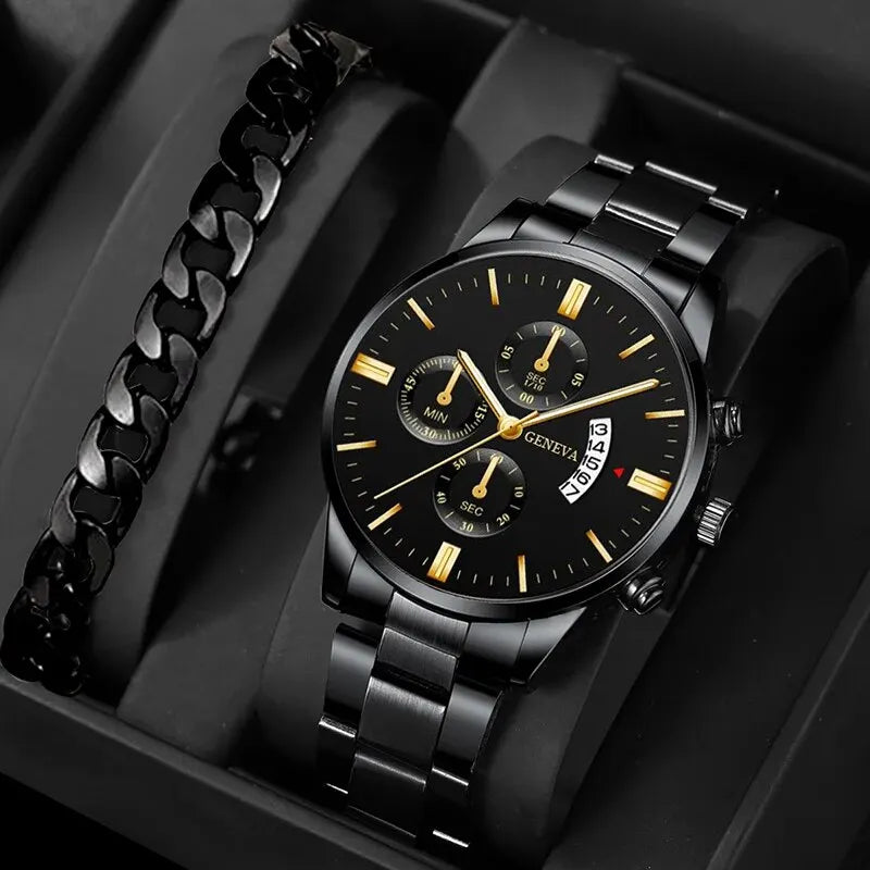 "Men's Luxury Quartz Watch – Business Style with Calendar"