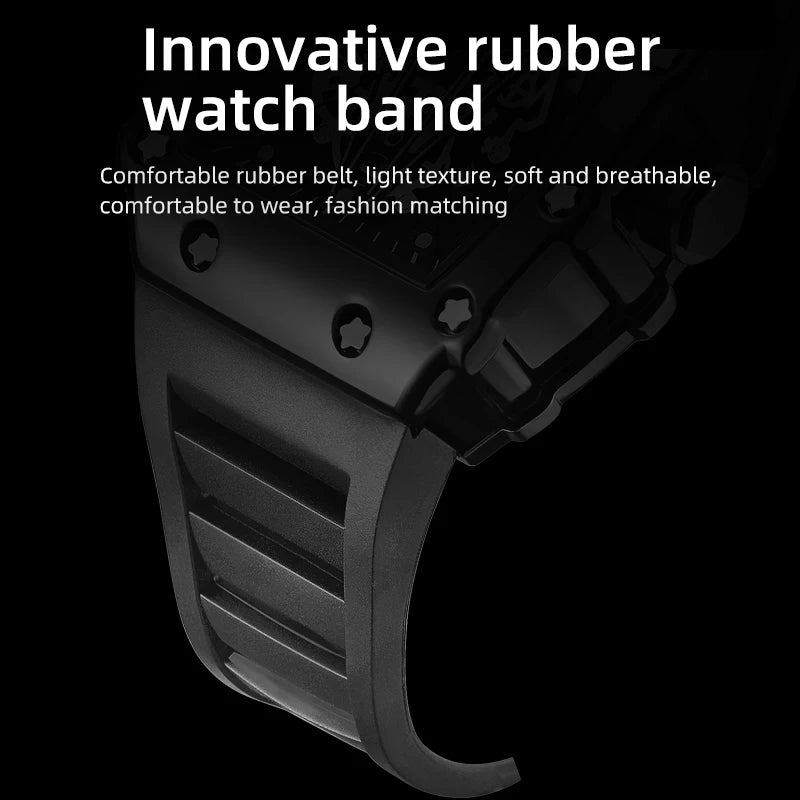 "Men's Large Dial Quartz Watch – Waterproof, Luminous, Sport Square Design"