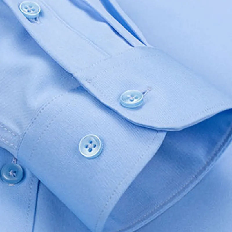 "Men's Slim Fit Dress Shirt – Stretch, Anti-Wrinkle, Long Sleeve, No Pocket"