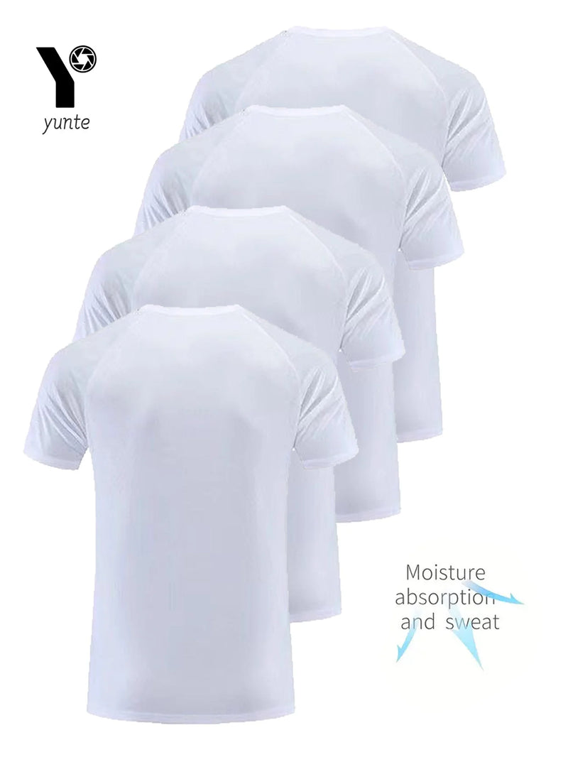 "Men's Quick-Dry T-Shirt 4-Pack – Lightweight, Breathable, for Gym & Running"