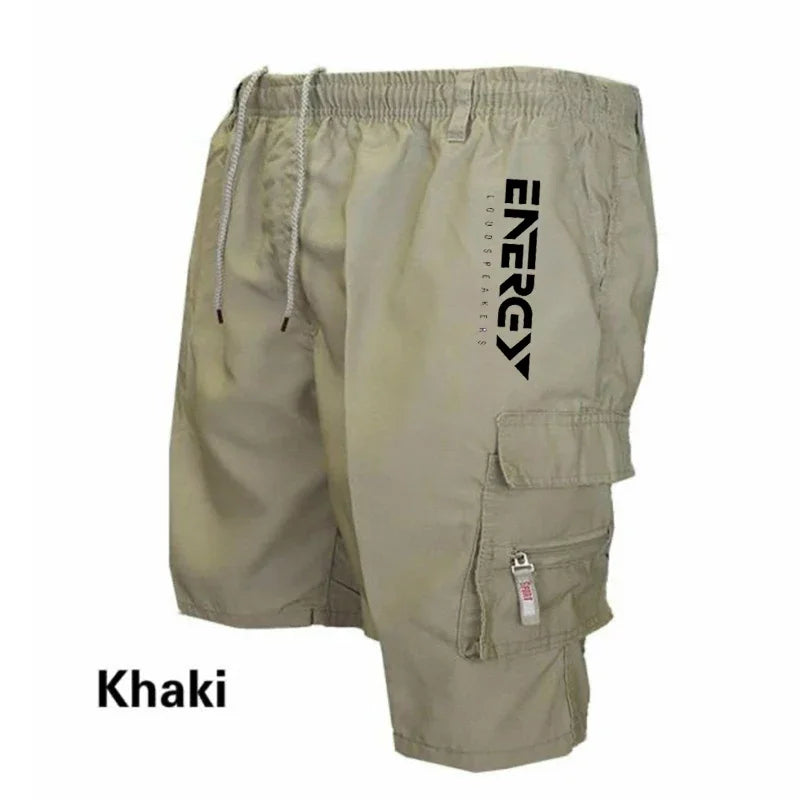 "g"Men's Outdoor Cargo Shorts – Elastic Waist, Quick Dry, Multi-Pocket, Cyclin