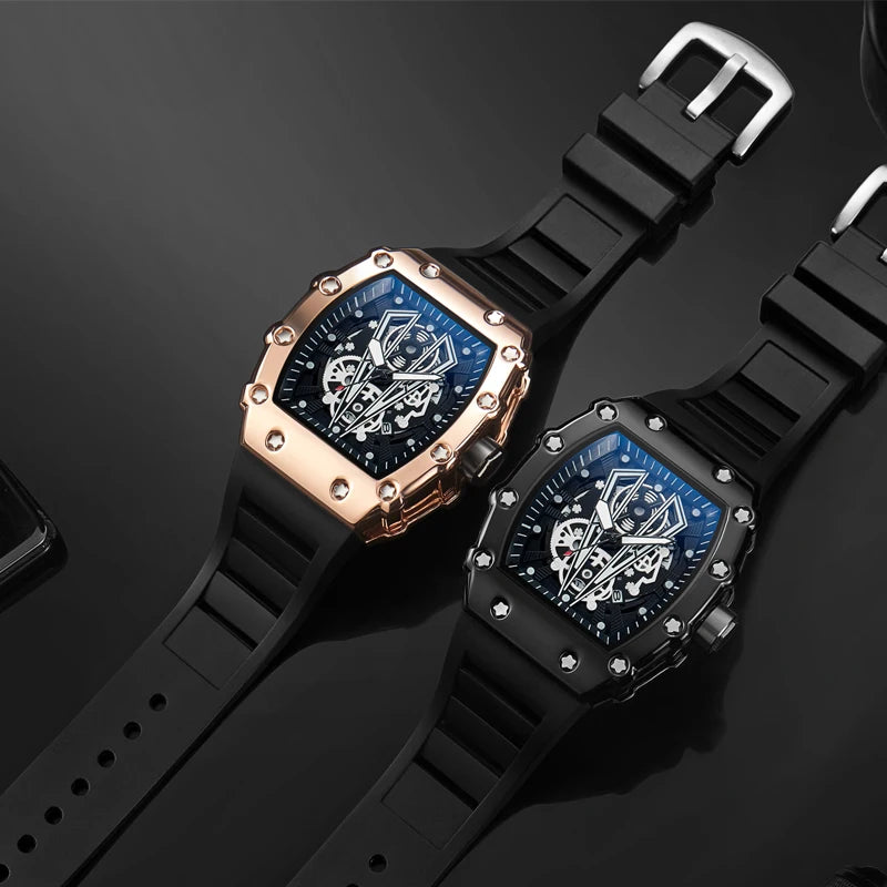 "Men's Large Dial Quartz Watch – Waterproof, Luminous, Sport Square Design"